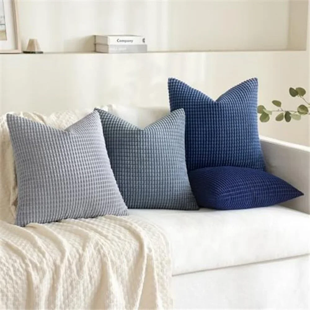 Blue Decorative Pillow Covers 18x18 Inch Set of 4 Boho Western